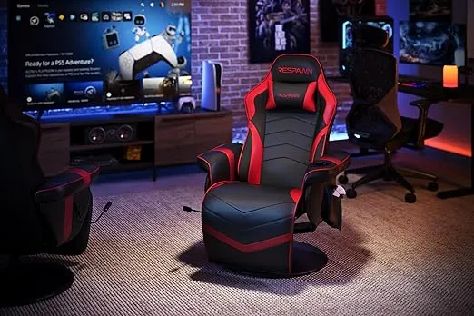 RESPAWN 900 Gaming Recliner - Video Games Console Recliner Chair, Computer Recliner, Adjustable Leg Rest and Recline, Recliner with Cupholder, Reclining Gaming Chair with Footrest - Red