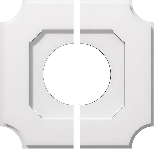 Ekena Millwork CMP12LE2-05000 Locke Architectural Grade PVC Contemporary, Two Piece Urethane Ceiling Medallions 12"OD x 5"ID x 7"C x 1"P