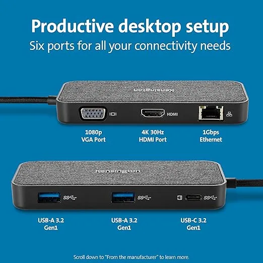 Kensington SD1650P USB-C 4K Docking Station with 100W Power Pass-Through - Windows/MacOS/Chrome/iOS/Android (K34020WW)