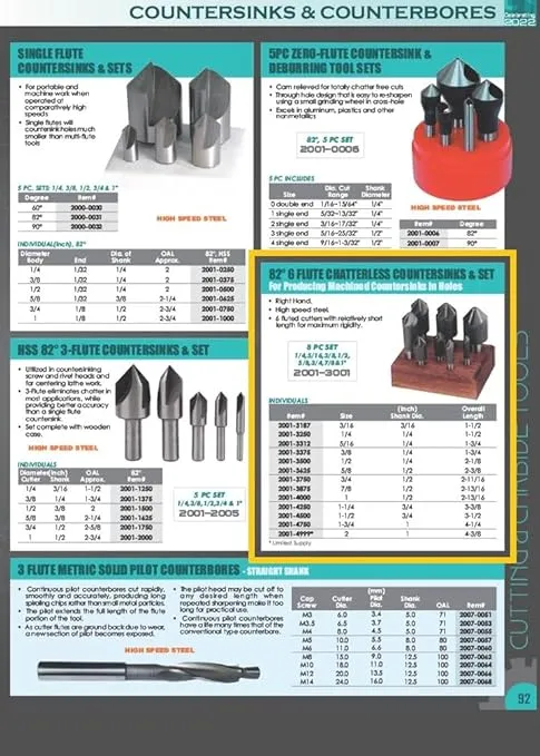 HHIP 2001-3500 1/2 Inch 82 Degree 6 Flute HSS Countersink