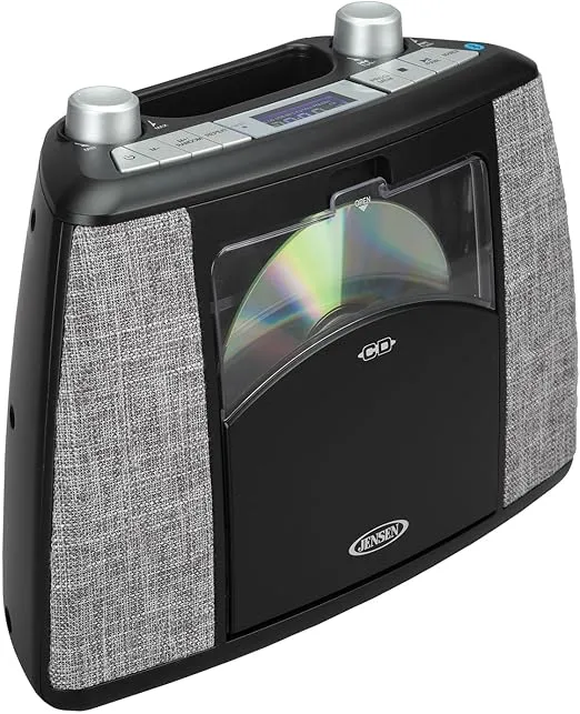 Jensen CD-565-BK Portable Bluetooth CD Music System with FM Radio, CD-565 (Black)