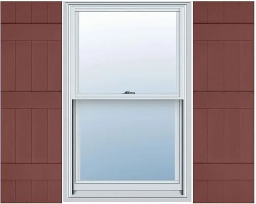 Mid America 00031459027 Standard Size Four Board Joined Vinyl Shutters, w/Installation Shutter-Lok's & Matching Screws (Per Pair), 027, 14'W x 59'H, Burgundy Red