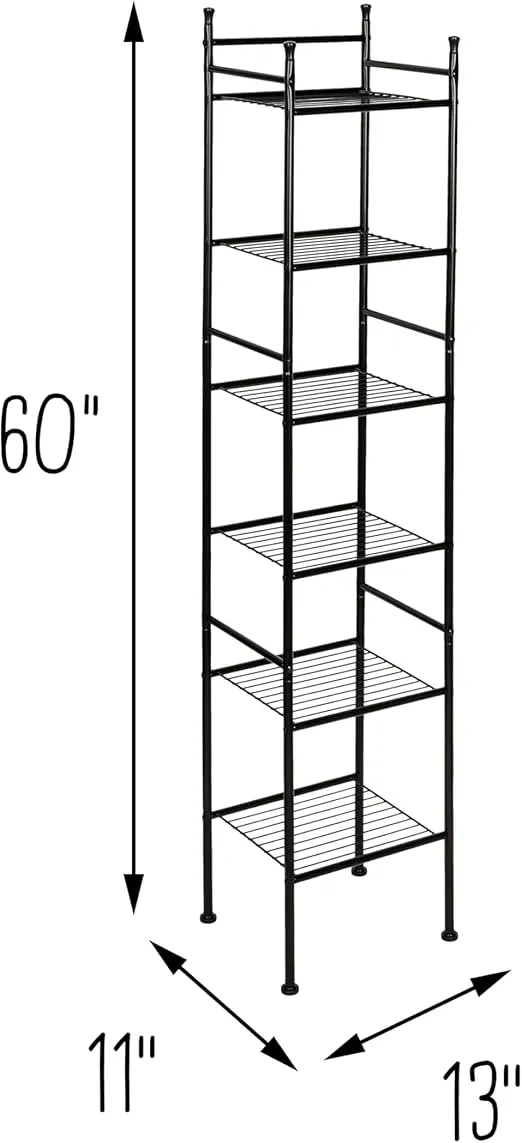 Honey-Can-Do 6-Tier Space-Saving Shelving Tower, Black BTH-09014 Black