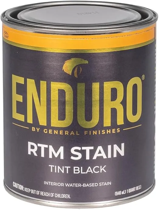 General Finishes Enduro RTM Water Based Wood Stain, 1 Quart, Tint Black