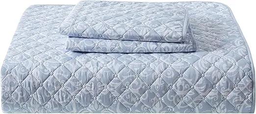 Mellanni King Bedspread Coverlet Set - Bedding Cover with Shams - Ultrasonic Quilting Technology - 3 Piece Oversized Quilt Set - Bedspreads & Coverlets (King, Laced Sky Blue)