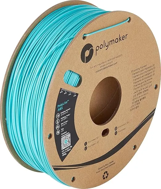 2.85mm(3mm) ABS Filament 2.85mm Teal ABS, 1kg Heat Resistant ABS - Polymaker PolyLite ABS 3D Printer Filament 2.85mm Teal Filament, Print with 2.85mm Openning 3D Printers Only