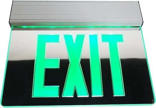 NICOR Lighting LED Emergency Exit Sign, Mirrored with Green Lettering (EXL2-10UNV-AL-MR-G-2)