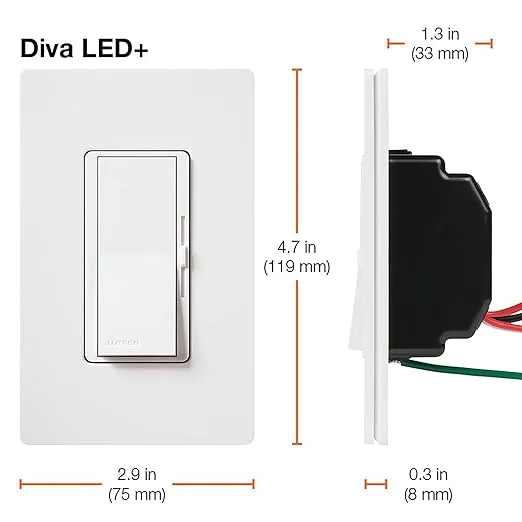 Lutron Diva LED+ Dimmer Switch for Dimmable LED, Halogen and Incandescent Bulbs, 150W/Single-Pole or 3-Way, DVCL-153P-WH, White (5-Pack)