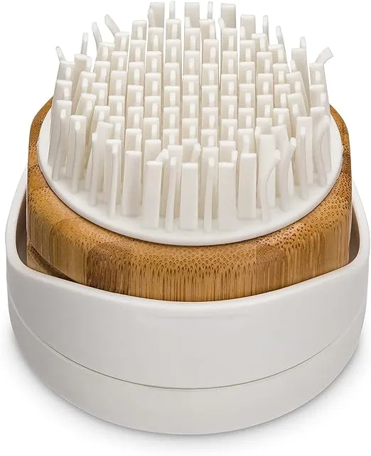Full Circle Fuzz Off Bamboo and Silicone Lint Brush, White