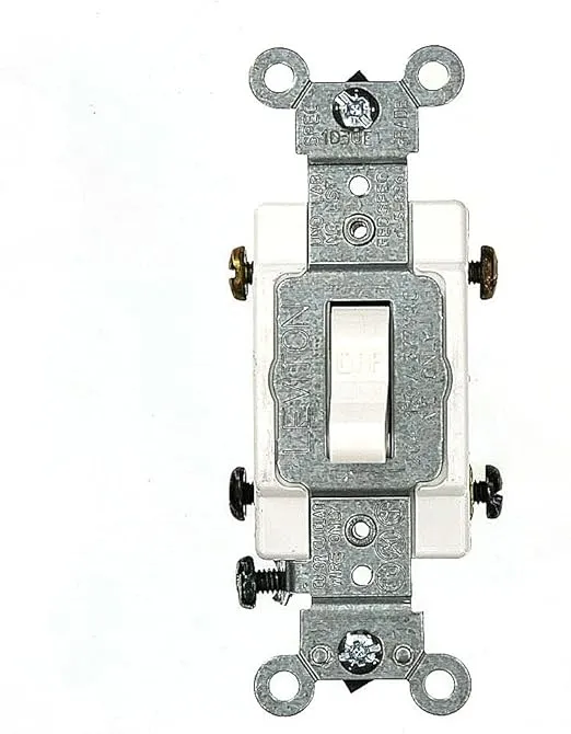 Leviton CSB2-20W 20 Amp, 120/277 Volt, Toggle Double-Pole AC Quiet Switch, Commercial Grade, Grounding, White