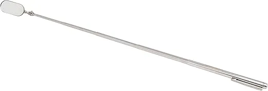 Steelman 21-Inch Telescoping Auto Inspection Mirror, Articulating 1 x 2-Inch Rounded Rectangular Mirror, Pocket Clip, Plated Brass