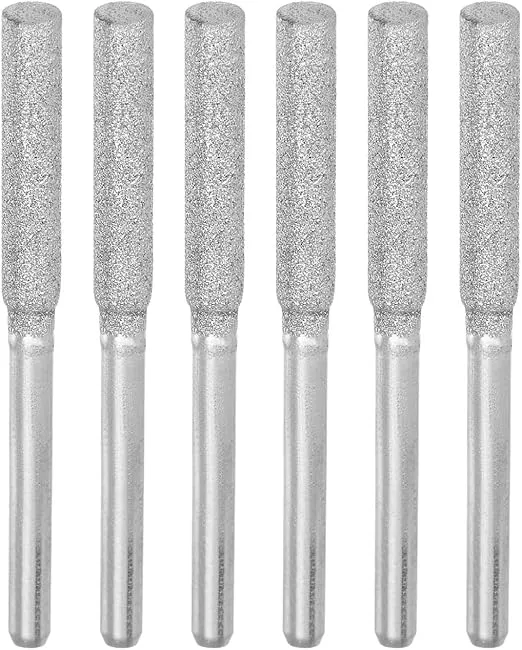 HARFINGTON 6pcs Diamond Coated Chainsaw Sharpener Bits 5/32" 4mm Cylinder Head Electric Chain Saw Grinder