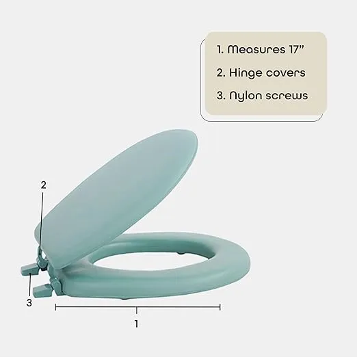 Soft Standard Vinyl Toilet Seat, Light Green - 17 Inch Soft Vinyl Cover with Comfort Foam Cushioning - Fits All Standard Size Fixtures - Easy to Install Fantasia by Achim Home Decor