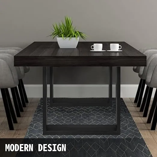 VEVOR Set of 2 Steel Table Legs, 28''Height 31''Wide Dining Table Legs, Heavy Duty 3.1" Width Box Section Square Table Legs, 28x31x3.1 Inch Black Color Industrial Country Style Metal Dining Legs