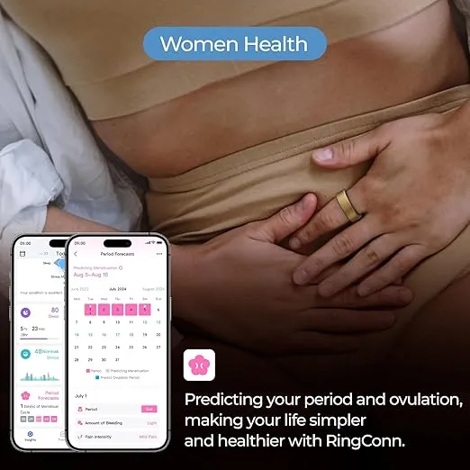 RingConn Gen 1, Smart Ring for Women/Men, No App Subscription, Size First with Sizing Kit, Smart Ring Health Tracker, 7-Day Battery Life, Fitness & Sleep Tracker for iOS & Android (Gold, Size 13)