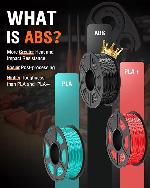 SUNLU ABS Filament 1.75mm 3D Printer Filament, Strong and Durable, Heat Resistance, Excellent Toughness, Individually Vacuum Packed, 1.8kg in Total, 0.9kg per Spool, Pack of 2, Black+Orange