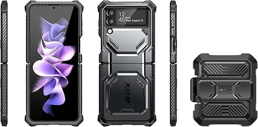 i-Blason Armorbox Series Case for Samsung Galaxy Z Flip 4 5G (2022), Full-Body Rugged Holster Case with Shock Reduction/Bumper (Black)