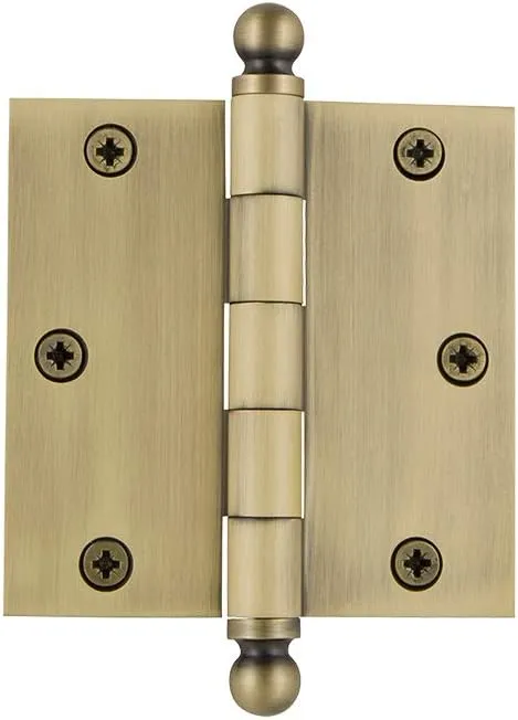 Nostalgic Warehouse Ball-Tip Residential Door Hinge with Square Corners