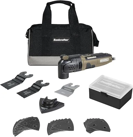 Rockwell 3.0 Amp Sonicrafter Oscillating Multi-Tool, with Variable Speed, Hyperlock Clamping, and Universal Blade Fit System, 31-Piece Kit with Bag – RK5121