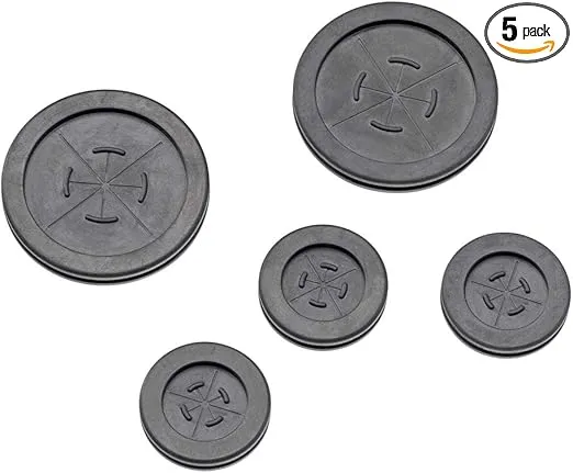 Leviton 49605-GRM (2) 2" & (3) 1" 5-Pack of Grommets for Structured Media Center Knockouts, Black