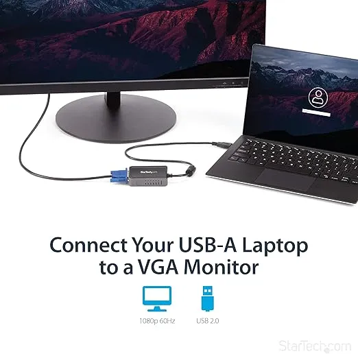 StarTech.com USB 2.0 to VGA Adapter, USB to VGA Monitor Converter for Windows, 1440x900 (no support for macOS/ChromeOS/Linux)