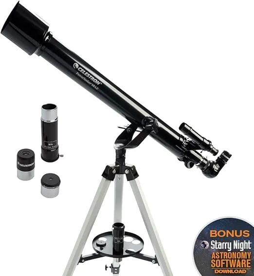 Celestron - PowerSeeker 60AZ Telescope - Manual Alt-Azimuth Telescope for Beginners - Compact and Portable - Bonus Astronomy Software Package - 60mm Aperture