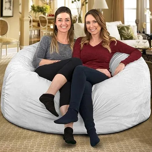 ULTIMATE SACK 5000 (5 ft.) Bean Bag Chair Cover in Multiple Colors: Cover ONLY. (5000, Ivory Fur)