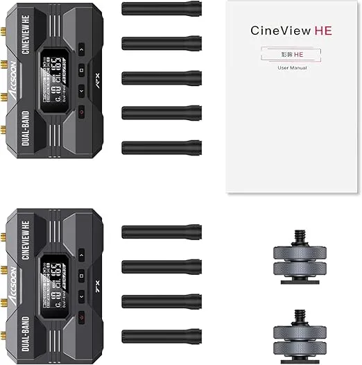Accsoon CineView HE Wireless Video Transmission System,1080P60 HDMI Transmitter Receiver, Dual-Band 1200ft Range 0.06s Latency, UVC Livestream, Supports 4 App, Compatible with CineView 2 SDI/SE/Quad