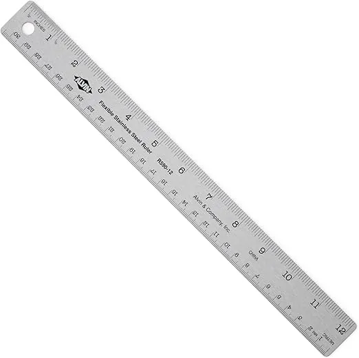 ALVIN R590-12 Inking Ruler with Nonskid Cork Back, Stainless Steel, 12" x 1-1/8" Size
