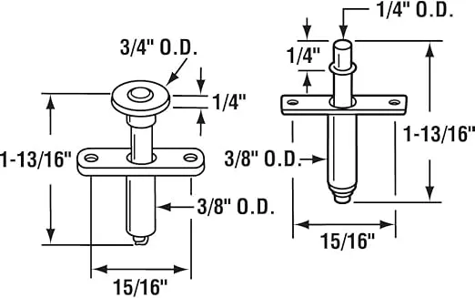 Prime-Line N 7291 Wheel, 3/8 in Diameter, Steel/Plastic, Mill Top Pivot and Guide Whee