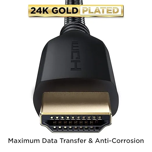 PowerBear 4K HDMI Cable 20 ft | High Speed Hdmi Cables, Braided Nylon & Gold Connectors, 4K @ 60Hz, Ultra HD, 2K, 1080P, ARC & CL3 Rated | for Laptop, Monitor, PS5, PS4, Xbox One, Fire TV, & More