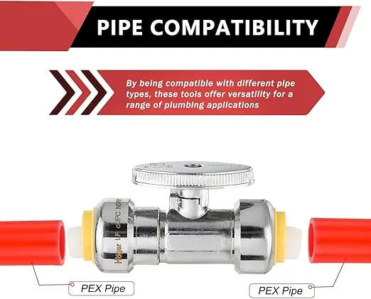 EFIELD Push Fit 1/4 Turn Straight Stop Valve Water Shut Off 1/2 Inch Push x 1/2 Inch Push, Chrome with a Disconnect Clip