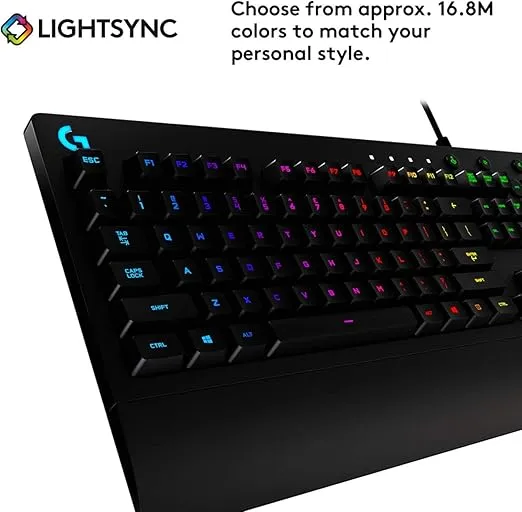 Logitech USB 2.0 G213 Prodigy Gaming Keyboard with 16.8 Million Lighting Colors (Renewed)