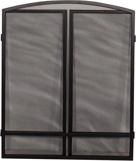 Panacea Products 15951 3-Panel Arch Screen with Double Bar for Fireplace, 29.25 Inch