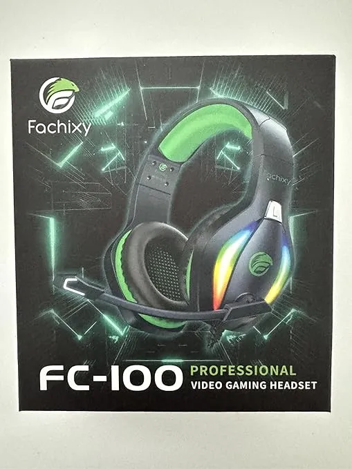 FC100 Gaming Headset with Microphone for PS4/PS5/PC/Nintendo Switch, Xbox One Headset with RGB Light, Computer Gamer Headset with Mic