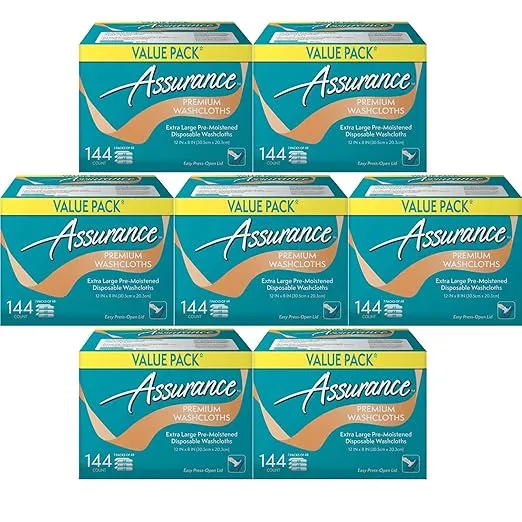 ..Assurance Premium Washcloths Value Pack 144 Count Carton, 7-Pack