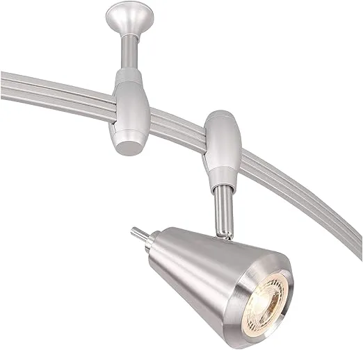 Pro Track Track Light Fixture - 6 Head Light, Brushed Nickel, Adjustable Monorail Modern LED Track Light for Ceilings, Kitchen Islands, Bedrooms, Foyers, and Living Rooms - 108" Wide, 9 1/4" High