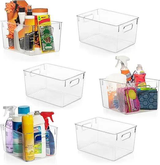 ClearSpace Clear Plastic Storage Bins – Pantry Organizers & Storage Containers, Cabinet Organizer - Home Organization Must Haves for Kitchen, Laundry Room, Office, Closet, Garage & Freezer