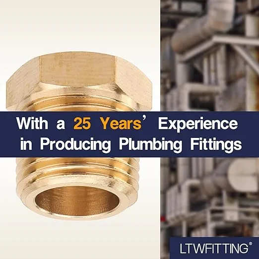 LTWFITTING Brass Pipe Hex Bushing Reducer Fittings 3/8 Inch Male x 1/4 Inch Female NPT(Pack of 10)