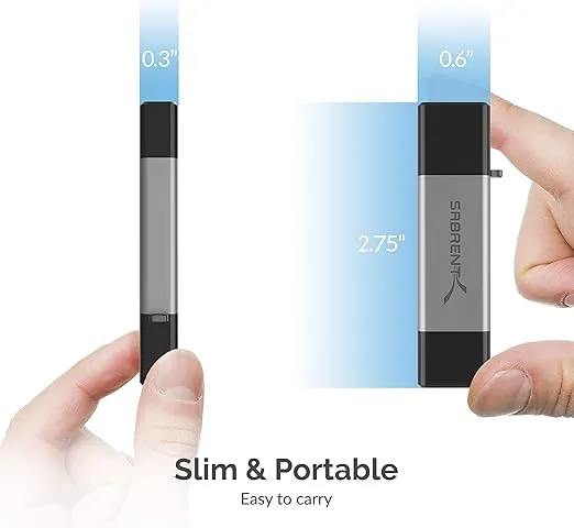 SABRENT USB 3.0 and USB Type-C OTG Card Reader Supports SD, SDHC, SDXC, MMC/MicroSD, T-Flash (CR-BCA2)