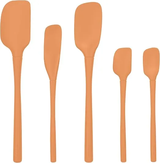 Tovolo 5-Piece Spatula Silicone Utensil Set (Apricot): Spatula, Spoonula, Jar Scraper, Mini Spatula, and Mini Spoonula