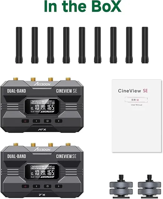 Accsoon CineView SE Wireless Video Transmitter Receiver, HDMI SDI Dual-Band Transmission,Range of 1200 ft/350m,Latency 0.05s&1080P HD Video, Support 4 Devices, Compatible with CineView 2 SDI/HE/Quad