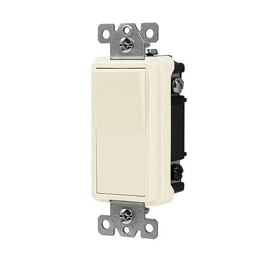 ENERLITES 4-Way Decorator Paddle Rocker Light Switch, Gloss Finish, Clamp Down Wiring, Grounding Screw, Residential Grade, 15A 120V/277V, UL Listed, 94150-LA, Light Almond