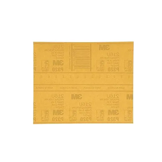 3M Gold Abrasive Sheet 216U, 02541, P320 Grade, 9 in x 11 in, 50 sheets, Automotive Abrasive Sheets