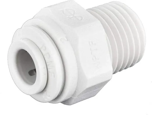 John Guest 1/4 Inch x 1/8 Inch NPT Male Connector, Push to Connect Plastic Plumbing Fitting, PP010821WP