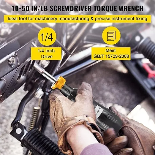VEVOR 1/4" Drive Torque Screwdriver Wrench Set, 10-50 in-lbs Torque Adjustment Range, Torque Range Accurate to ±5%, 5 in-lb Increment Torque Screwdriver with 18 Bits & Case