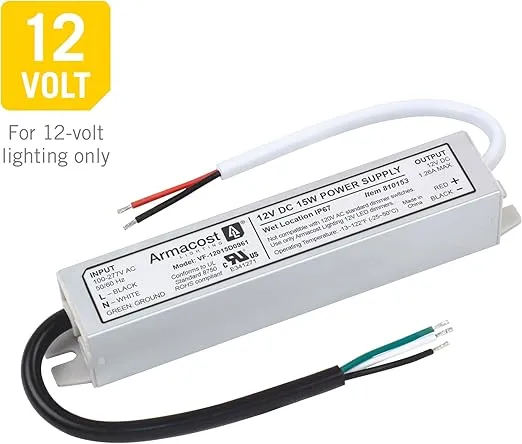 Armacost Lighting 15 Watt Standard Wet Location LED Driver 12V DC 810153