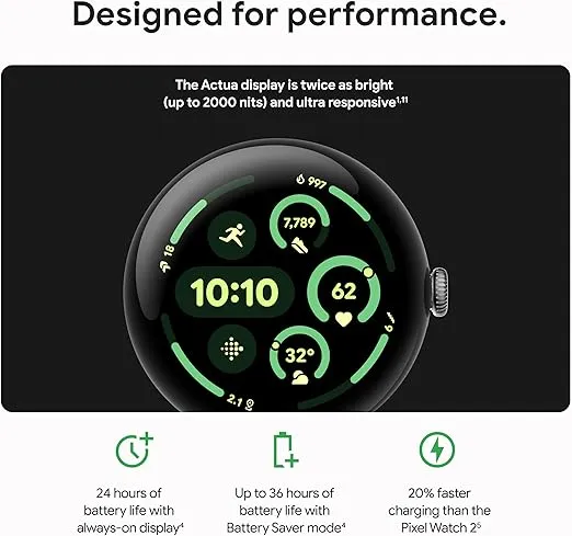 Google Pixel Watch 3 (45mm) Latest Model - Android Smartwatch, Heart Rate Tracking, Fitbit Advanced Running, Fitness Insights, 24-Hour Battery - Matte Hazel Aluminum Case - Hazel Band - LTE