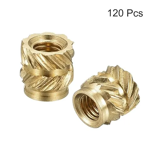 uxcell Knurled Insert Nut M3 x 5mm L x 5mm OD Female Thread Brass Embedding Nut 120 Pcs