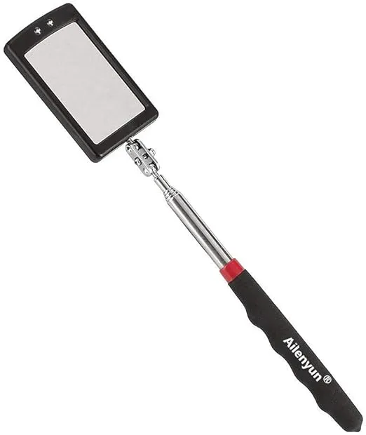 Telescoping Lighted Inspection Mirror,Telescoping LED Lighted Flexible Inspection Mirror 360 Swivel for Extra Viewing